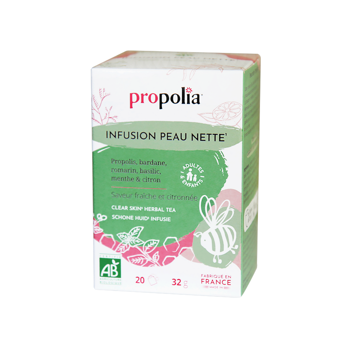 Propolia - Bio-Kräutertee Reine Haut - 20 Teebeutel - Verpackung