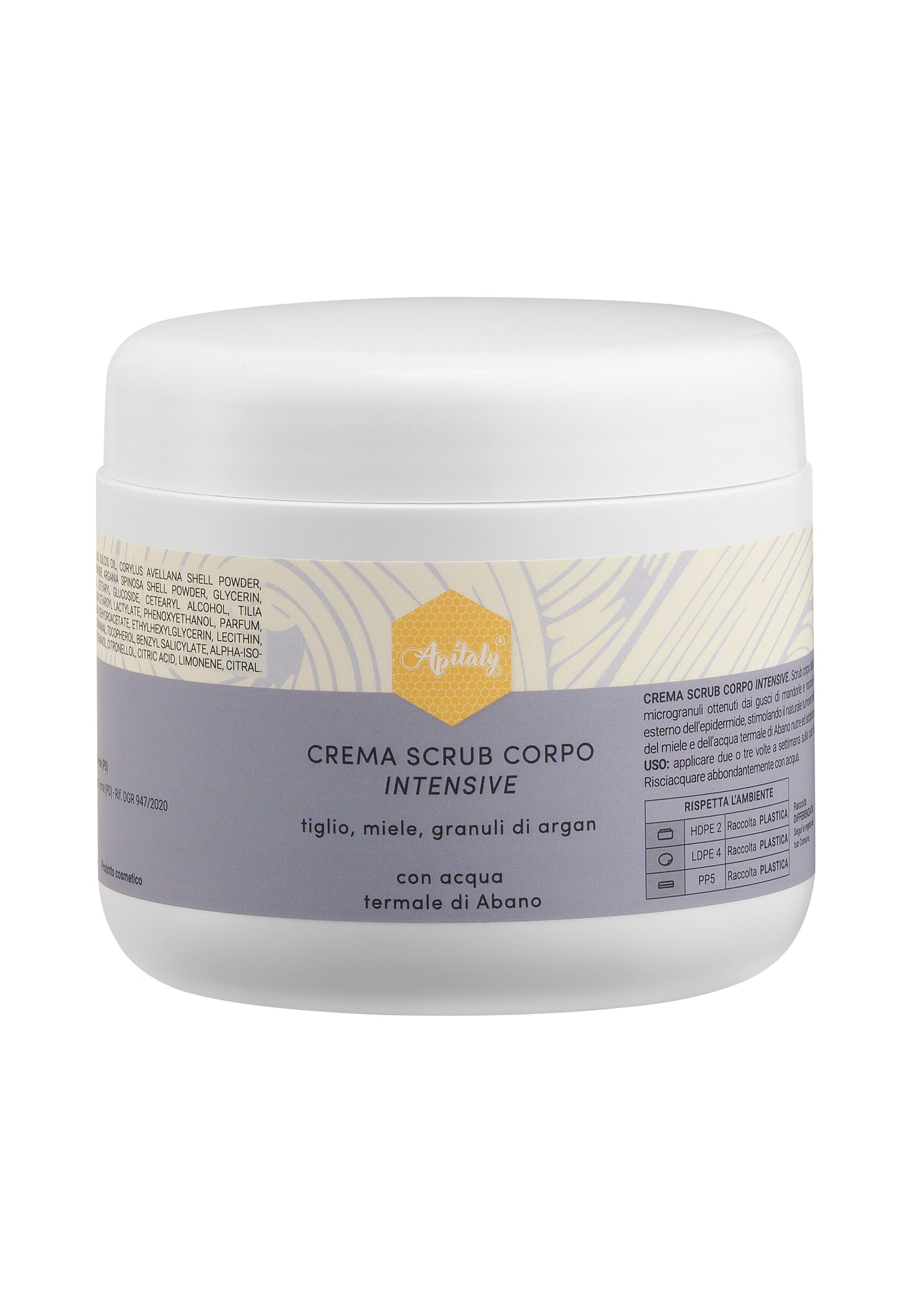 Apitaly Intensive Körperpeeling-Creme mit Thermalwasser, Lindenblüten, Honig, Argangranulat 500 ml