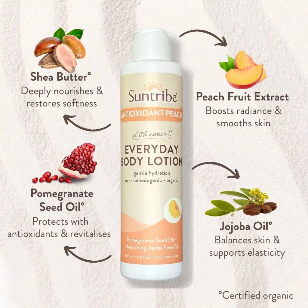 Suntribe Bio-Bodylotion für jeden Tag – Antioxidative Pfirsichpflege (200 ml)