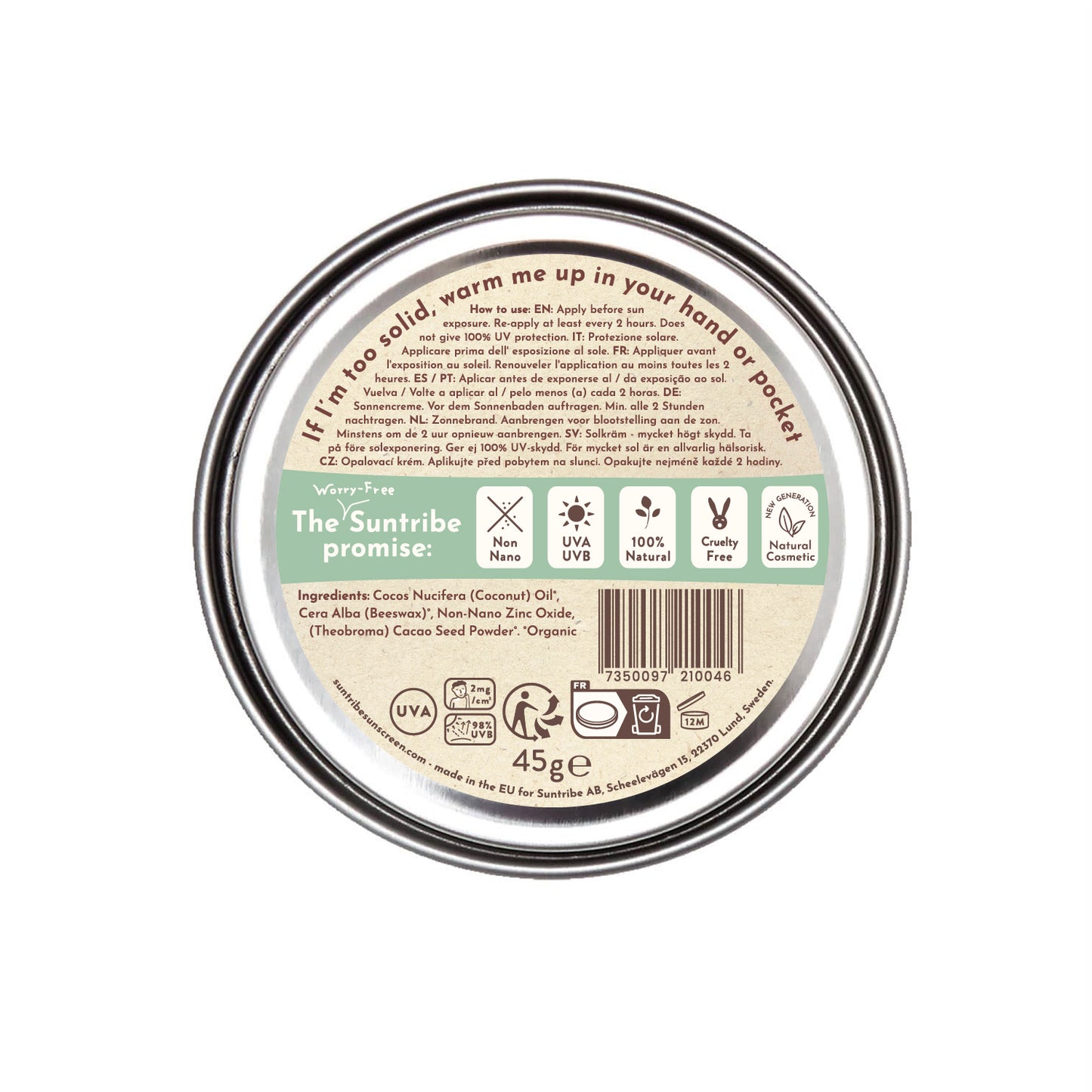 Suntribe Zink Sonnencreme Sport LSF 50 - 45g | Naturkosmetik